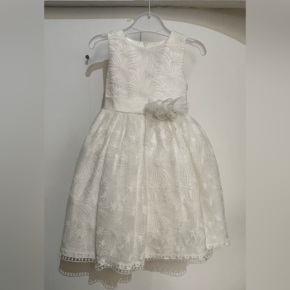 Elegant Ivory Floral Kids Dress
